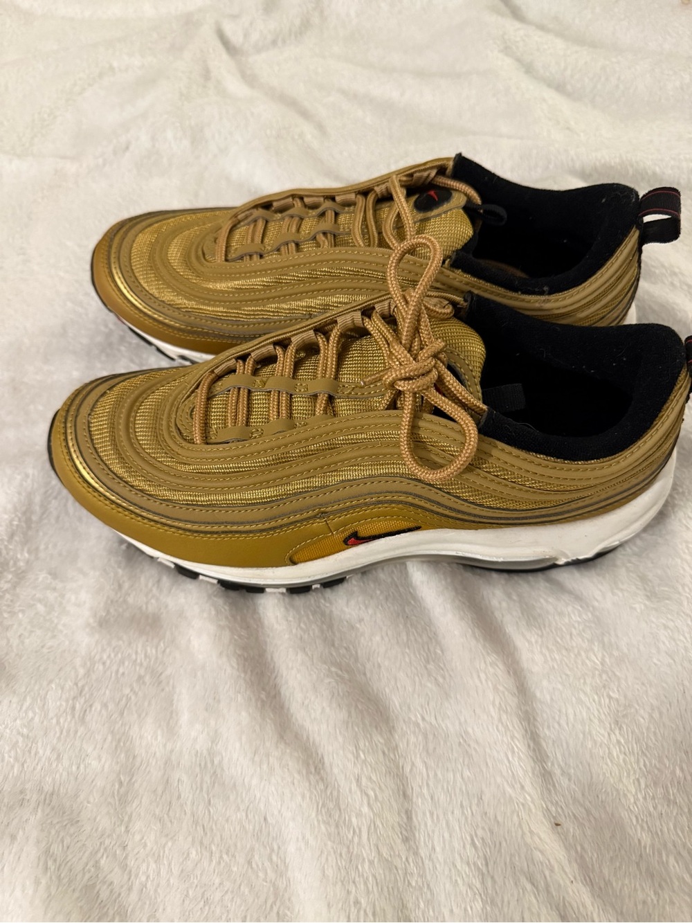 Women’s Nike Air Max 97 OG Golden Bullet Metallic Gold Sneakers Size 8.5